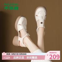 木林森 女鞋厚底包头玛丽珍凉鞋 夏季镂空仙女风粗高跟凉鞋百搭女士凉鞋