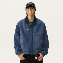 GTRG 多巴胺法工蓝色织格内衬夹克金属飞机扣450克双股珠帆外套男