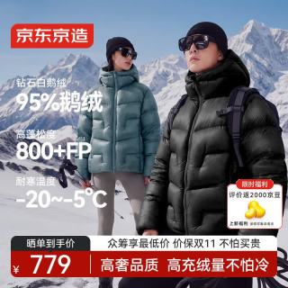 京东京造 鹅绒服男羽绒服女26年秋季新款高充绒夹克外套 黑色 S