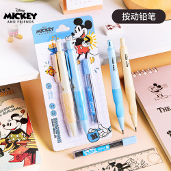 迪士尼 开学礼物文具2.0mm矫姿自动铅笔小学生正姿按动铅笔矫正握笔米奇2B笔芯双支装三棱定位