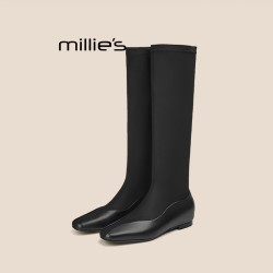 Millie's 【弹力长靴】弹力靴女2026秋冬新款平底长靴不过膝瘦瘦靴高筒靴
