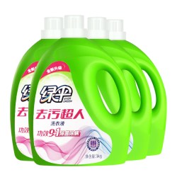 绿伞 洗衣液3kg*4桶家庭促销组合装整箱批薰衣草洁净去污留香除菌
