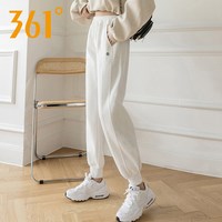 361° 361度白色运动长裤女2026秋季新款针织九分裤宽松束脚休闲卫裤女
