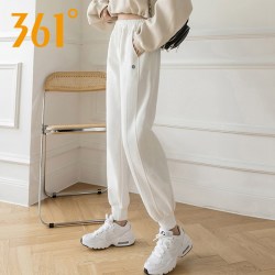 361° 361度白色运动长裤女2026秋季新款针织九分裤宽松束脚休闲卫裤女