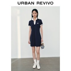 UR UYY760082 撞色印花 墨蓝 XS 连衣裙