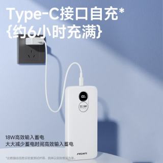 PLUS会员：品胜 LS-DY87 移动电源 白色 20000mAh Type-C/Lightning/Micro-B 22.5W 双向快充