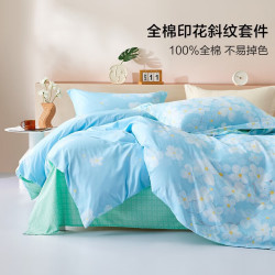 水星家纺 出品 四件套纯棉 全棉印花套件