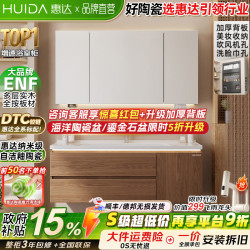 惠达 浴室柜组合 陶瓷一体盆 实木 60cm 普通镜柜+美妆收纳