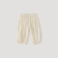 巴厘小猪【亚麻+天丝】女宝宝裤子夏季薄款女童甜美可爱花边儿童休闲长裤 米色 73