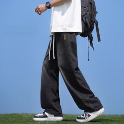 英诺顿 牛仔裤男士美式宽松直筒青少年新款长裤夏季2026新款黑色裤子