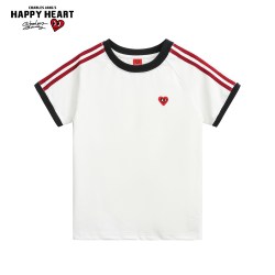 CHARLES JANG'S HAPPY HEART 夏季短袖T恤索罗娜凉感圆领撞色条纹运动速干情侣半袖