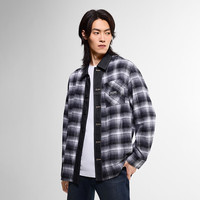Lee 26早秋新品舒适版翻领牛仔布拼接黑色长袖衬衫