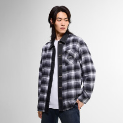 Lee 26早秋新品舒适版翻领牛仔布拼接黑色长袖衬衫