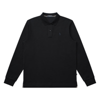 HAZZYS哈吉斯 男士长袖翻领POLO衫 黑色 XL