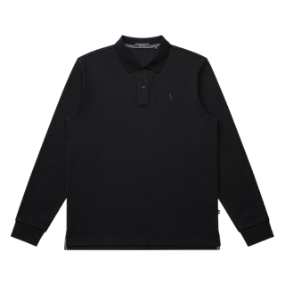 哈吉斯 男士长袖翻领POLO衫 黑色 XL