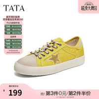 他她 女鞋2026秋季帆布鞋运动时尚休闲鞋透气板鞋女CSB01CM6 黄/杏 39