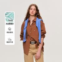Teenie Weenie 小熊女装衬活力简约通勤宽松设计感莱赛尔长袖衬衣
