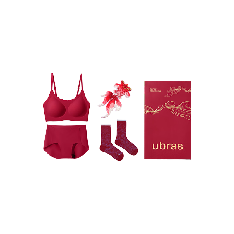 Ubras 无尺码文胸内裤套装 结婚红运礼盒