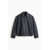 H&M HM男装夹克哈灵顿翻领舒适拉链羊毛混纺保暖休闲上衣1234631