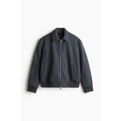 H&M HM男装夹克哈灵顿翻领舒适拉链羊毛混纺保暖休闲上衣1234631