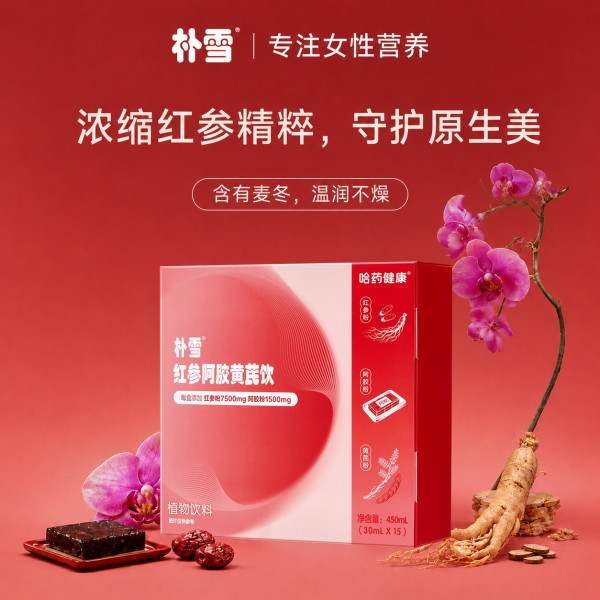 值友专享、送礼佳品、悦己主义：哈药牌 朴雪 红参阿胶黄芪饮 15条*2盒