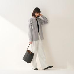 無印良品 MUJI 女式棉水洗牛津纽扣领长袖衬衫