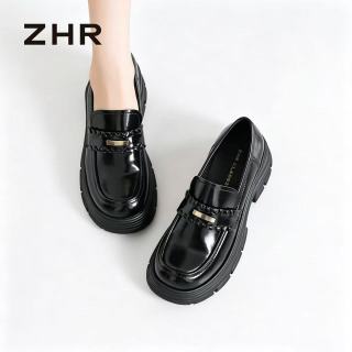 则则 乐福鞋女 厚底增高2026新款软底百搭小皮鞋女 AH796