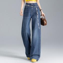 FOREVER 21 【高腰阔腿】牛仔裤简约垂感慵懒女士休闲裤