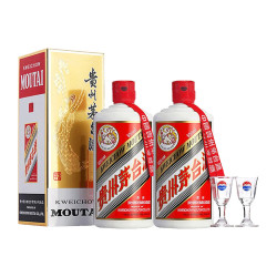 茅台 贵州茅台酒 飞天茅台 酱香型白酒 婚庆宴请 43度 500mL 2瓶 送礼袋