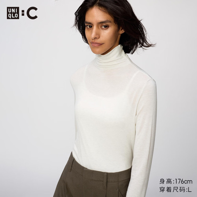 优衣库 HEATTECH混纺高领T恤/长袖女装