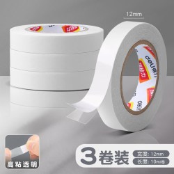 得力 双面胶高粘度棉纸双面宽胶带宽1.2cm*长10m