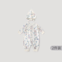 巴厘小猪 初生婴儿衣服纯棉a类秋季新生儿绑带和尚服ins风爬爬服宝宝连体衣 逸韵兔影 66cm