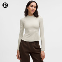 lululemon 丨Rulu 女士下摆微喇半高领长袖 T 恤 LW3KAFS 骨白 XL