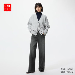 优衣库 EZY宽松直筒牛仔裤/水洗产品常规款女装新款482281 490995 490995/07青灰色 XS