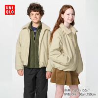 优衣库 童装男童女童仿羊羔绒翻领棉服490470 31 米色 160