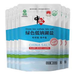 中盐 无碘盐低钠盐未加碘湖盐6袋减盐零抗结剂不添加碘绿色食品