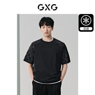 GXG 男装 凉感插肩袖短袖T恤男士上衣 夏  黑色1 2XL