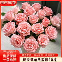 京东鲜花 戴安娜单头玫瑰10枝鲜切花送礼生日鲜花送女友手捧花源头直发