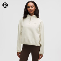 lululemon 丨Tumbled 女士运动抓绒半拉链外套 LW3JD0S 浅象牙白/浅象牙白/暖褐灰 M