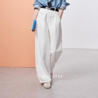 三彩 【2026夏秋款】防透白色牛仔裤高腰宽松香蕉裤百搭休闲长裤M