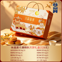 味滋源 莲蓉蛋黄流心月饼礼盒 528g 10饼10味