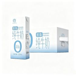 认养 脱脂0脂肪纯牛奶200mL*24盒(全新日期)100％生牛乳