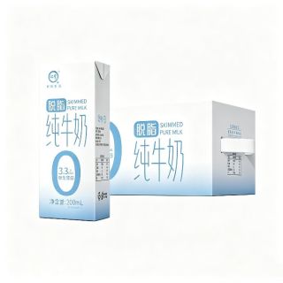 认养 脱脂0脂肪纯牛奶200mL*24盒(全新日期)100％生牛乳