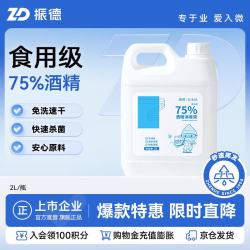 ZHENDE 75%酒精消毒液物品皮肤消毒清洁 办公环境乙醇消毒液 2L大桶装