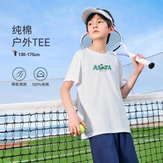 安踏 纯棉T儿童短袖春夏装中大童宽松运动T恤男童短袖安踏童装