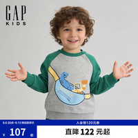 Gap 男女同款！3D印花撞色插肩袖宽松卫衣