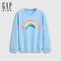 Gap 女童翻转亮片Logo宽松圆领卫衣 浅蓝色 150cm