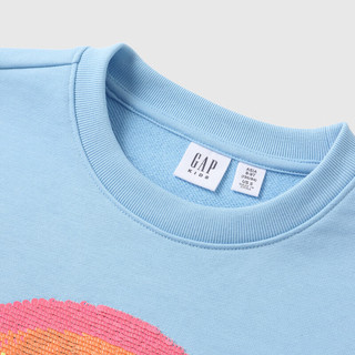 Gap 女童翻转亮片Logo宽松圆领卫衣 浅蓝色 150cm