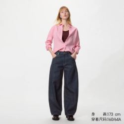 优衣库 宽松廓形牛仔裤常规款优衣库女装男装/弯刀镰刀裤482280 479000