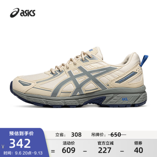 亚瑟士 男鞋女鞋越野户外运动休闲鞋耐磨慢跑鞋 GEL-VENTURE 6 白色/米色 35.5